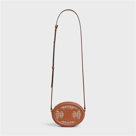 celine crossbody oval purse cuir triomphe in smooth calfskin|Celine Crossbody Oval Cuir Purse Triomphe Embroidery Tan in .